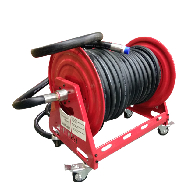 Heavy duty retractable water hose reel on wheels AMSH500D SUPERREEL